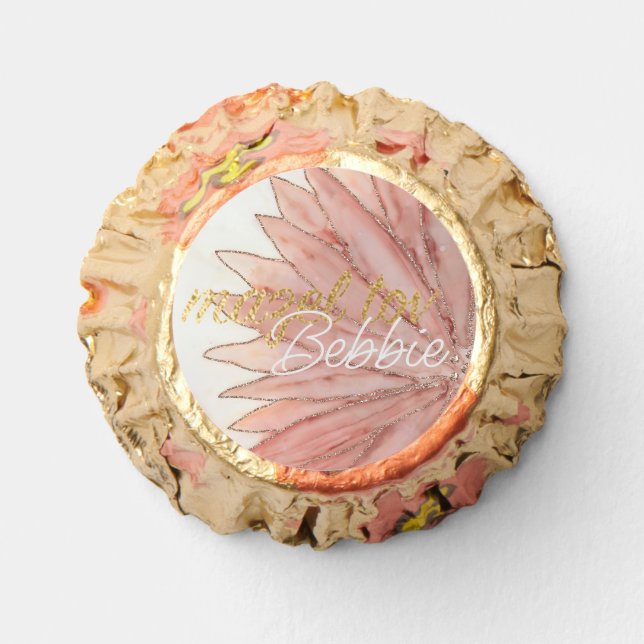 BM Bat Mitzvah Pinkish Flower Label Reese's Peanut Butter Cups (Front)