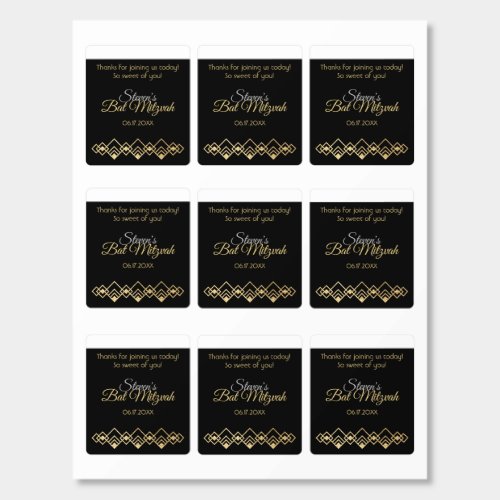 BM Bat Mitzvah Roll of Mints Label Black Art Deco