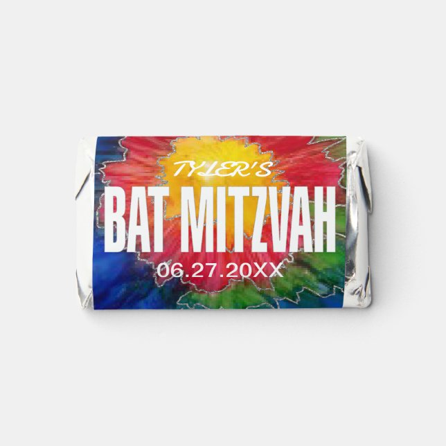 BM BAT MITZVAH Tie Dye favor chocolate mini bar (Front)