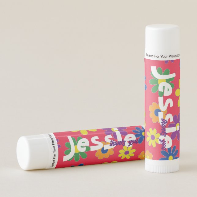 BM Bat or Bar Mitzvah  Flowery Lip Balm (Front)