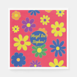 BM Bat or Bar Mitzvah Napkin Flowered