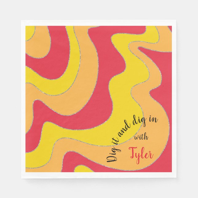 BM Bat or Bar Mitzvah Napkin Waves (Front)