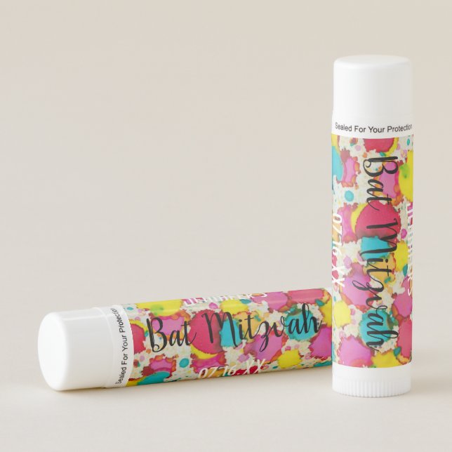 BM Bat or Bar Mitzvah Party Confetti Lip Balm (Front)