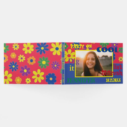 BM Bat or Bar Mitzvah Party Flowery Guest Book