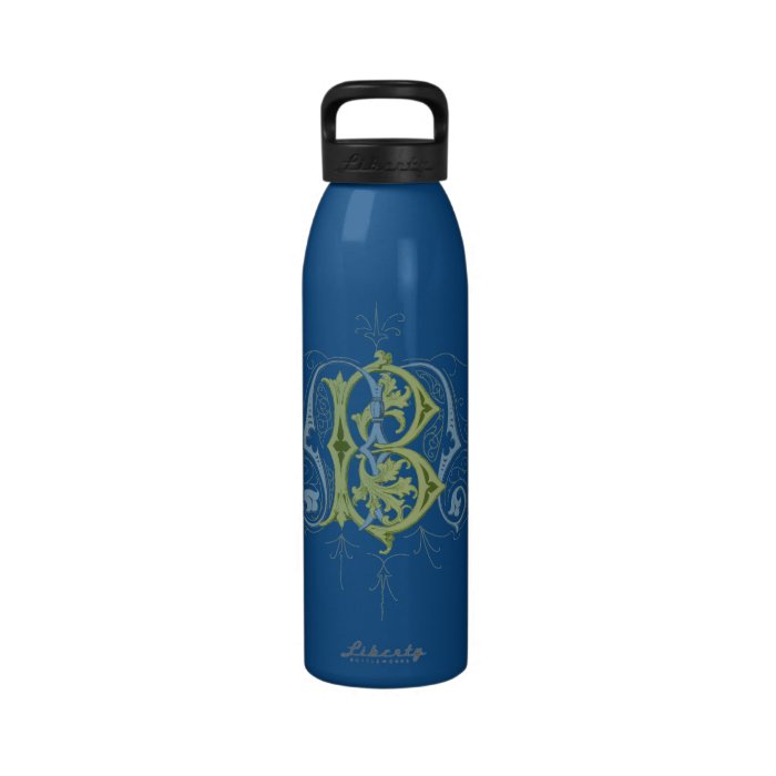 BM or MB Vintage Monogram in Blue and Green Reusable Water Bottle