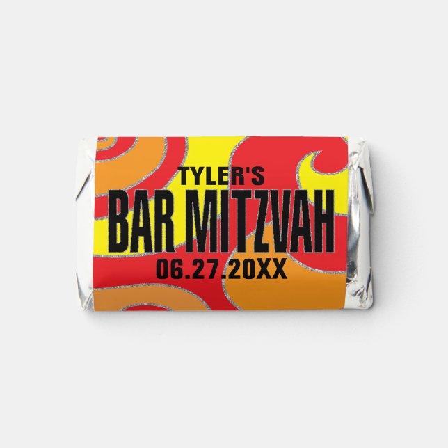 BM Swirls BAR MITZVAH Label Hershey's Miniatures (Front)