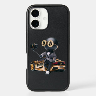 Bman and a Golden Car, Bitcoin, by Natasha Us iPhone 16 Case