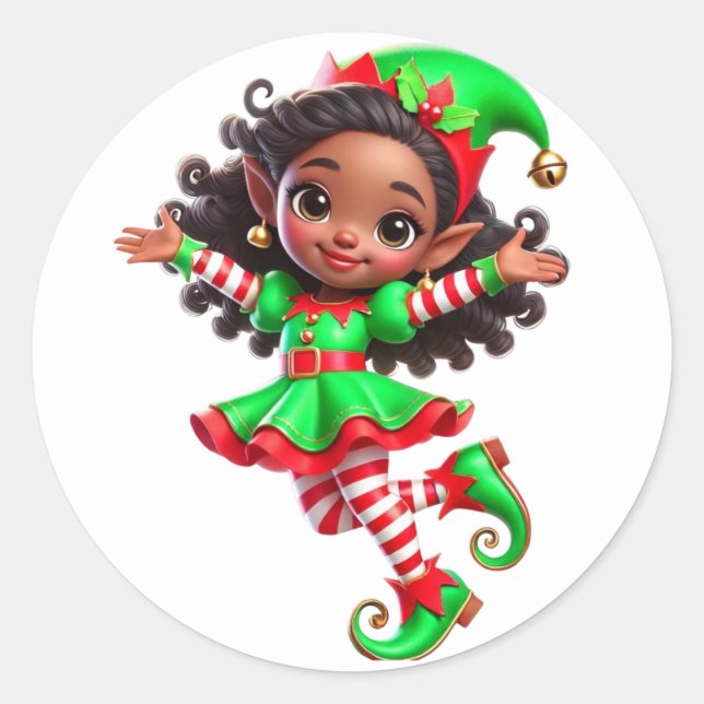 BMSC Santa's Little Helper Elf Sticker, V1 Classic Round Sticker (Front)