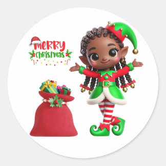 BMSC Santa's Little Helper Elf Sticker, V2 Classic Round Sticker
