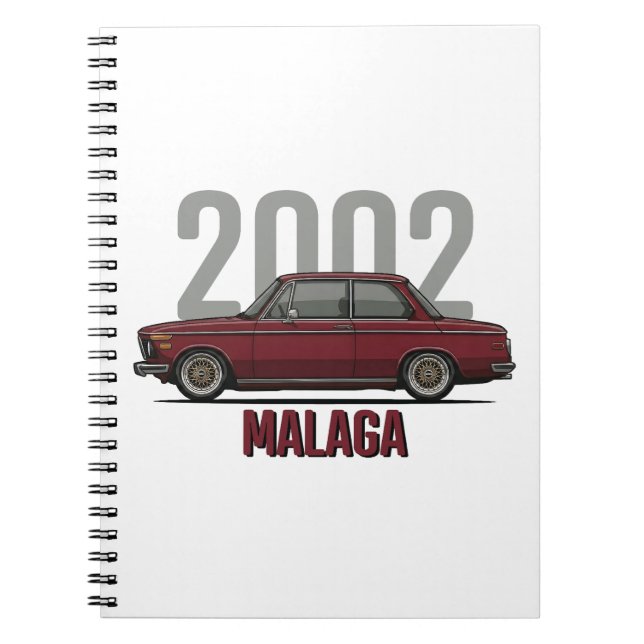 BMW 2002 Malaga Red Classic Car  Notebook (Front)