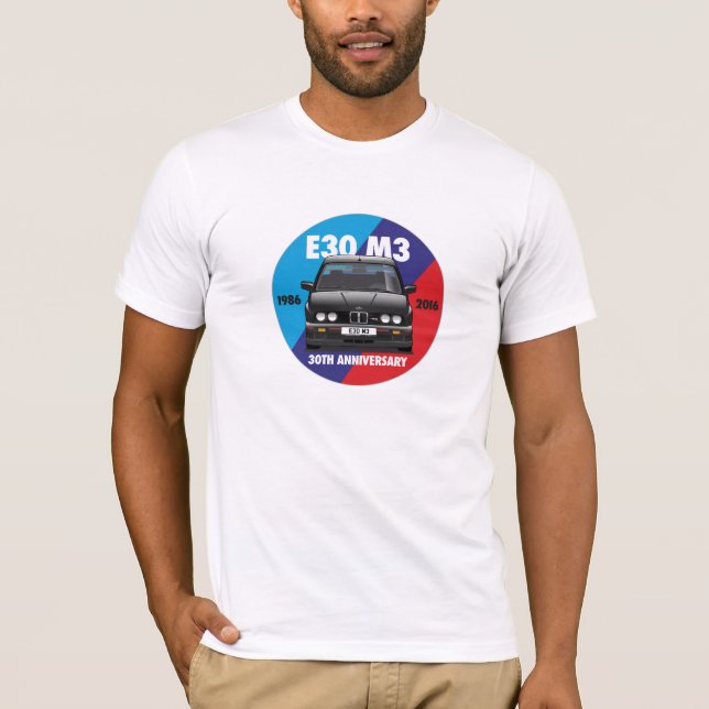 BMW E30 M3 30th Anniversary Roundel (Black Evo) T-Shirt (Front)