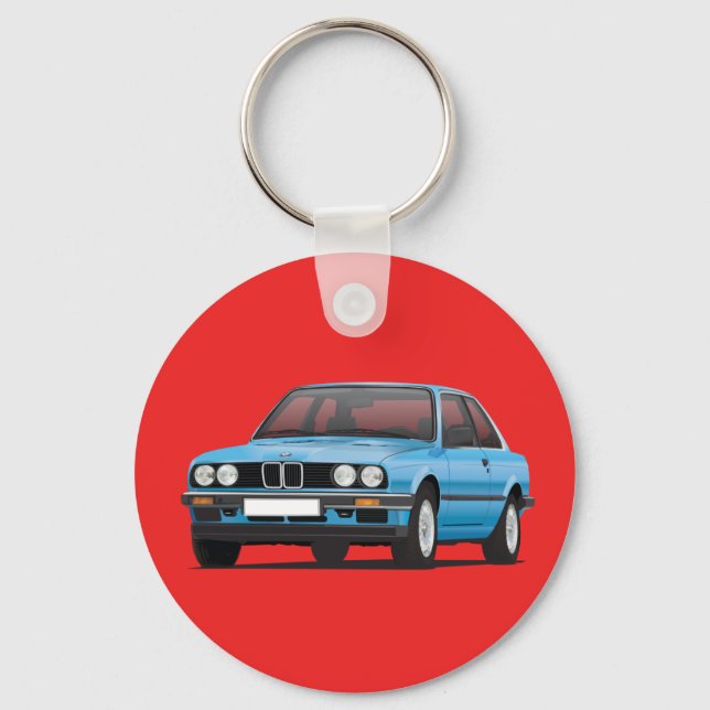 BMW E30 silver blue Keychain (Front)