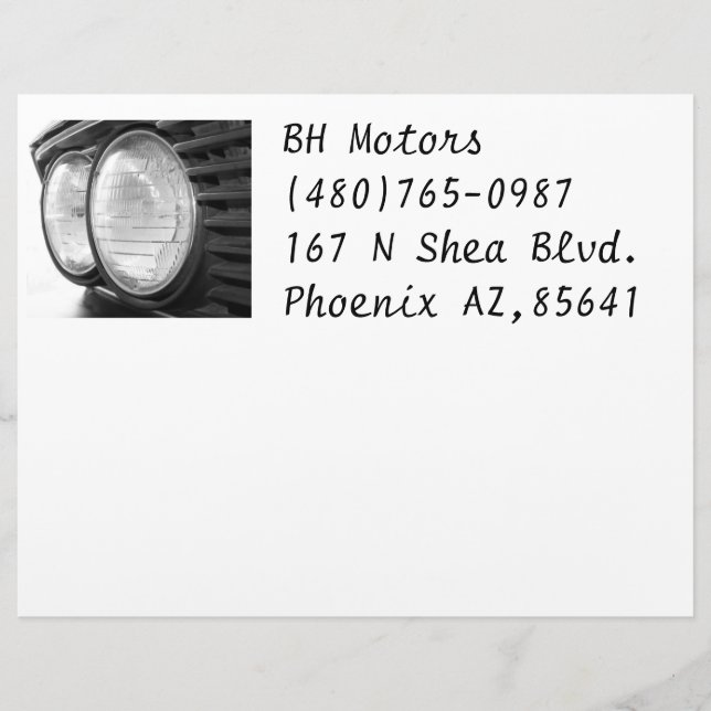 BMW headlights letterhead (Front)