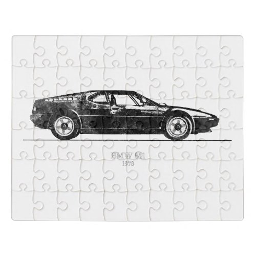 BMW M1 1978 Black and White Jigsaw Puzzle