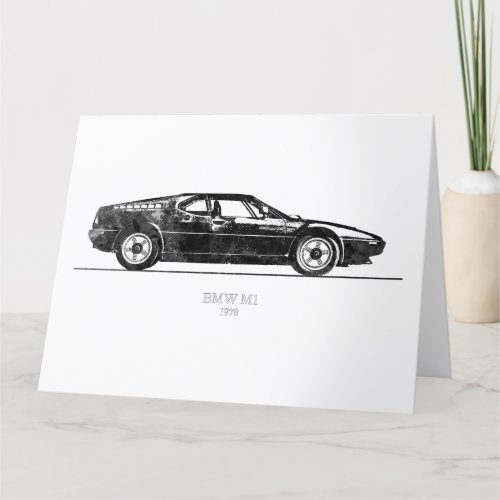 BMW M1 1978 Black and White Thank You Card