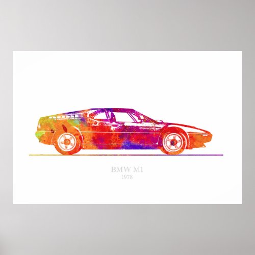 BMW M1 1978 Watercolor Poster