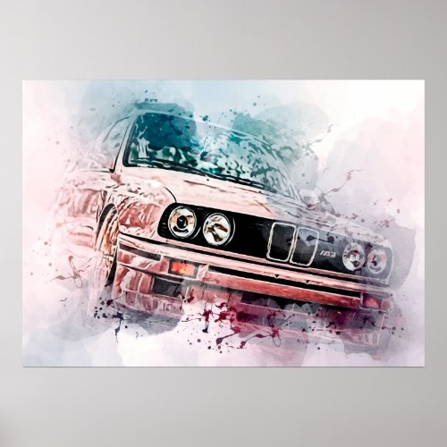 BMW M3 E30 tuning pink gold wheels german cars Poster