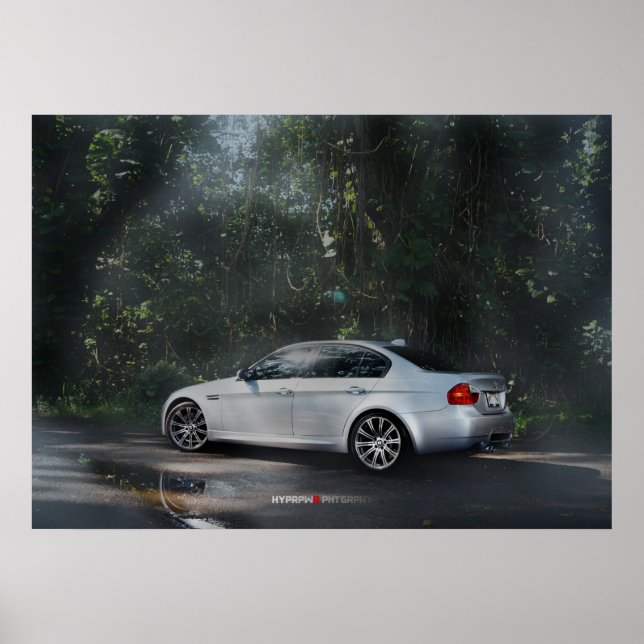 BMW M3 E90 in the Mist Poster (Front)