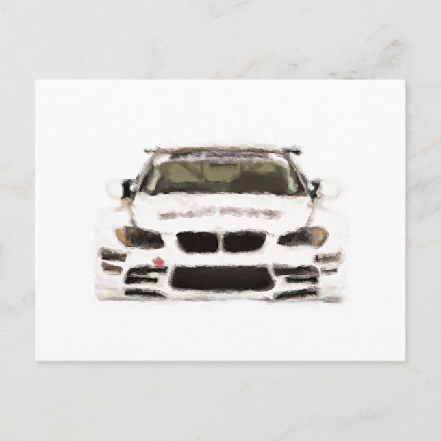 BMW M3 Racing Car Hand Painted Art Brush Template Postcard (Front)