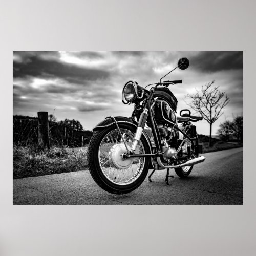 BMW Motorcycle black  white Poster