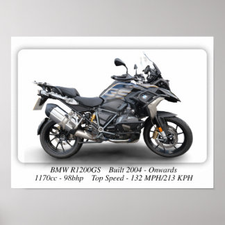 BMW R1200GS Motorcycle - A3 Size Print Poster