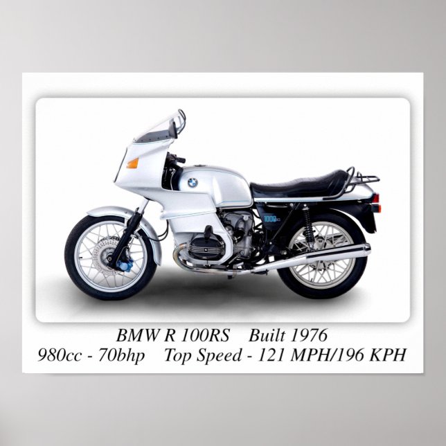 BMW R 100RS Motorcycle - A3 Size Print Poster (Front)