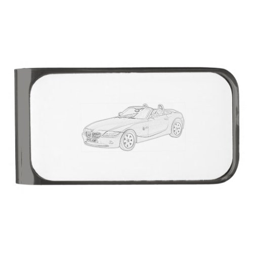 BMW Z4 Black and White Pencil Drawing Money Clip