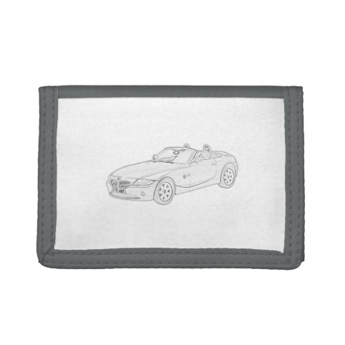 BMW Z4 Black and White Pencil Style Drawing Tri_fold Wallet