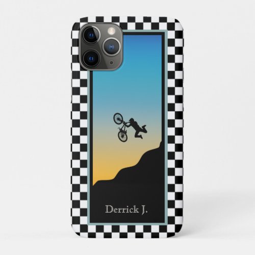 BMX Bicycle Moto Cross Checkered iPhone 11 Pro Case