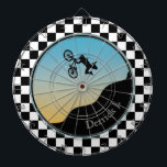 BMX Bicycle Moto Cross Checkered Dart Board<br><div class="desc">Personalize the BMX Bicycle Moto Cross Checkered Dart Board with your name or text. Great for your game room.</div>