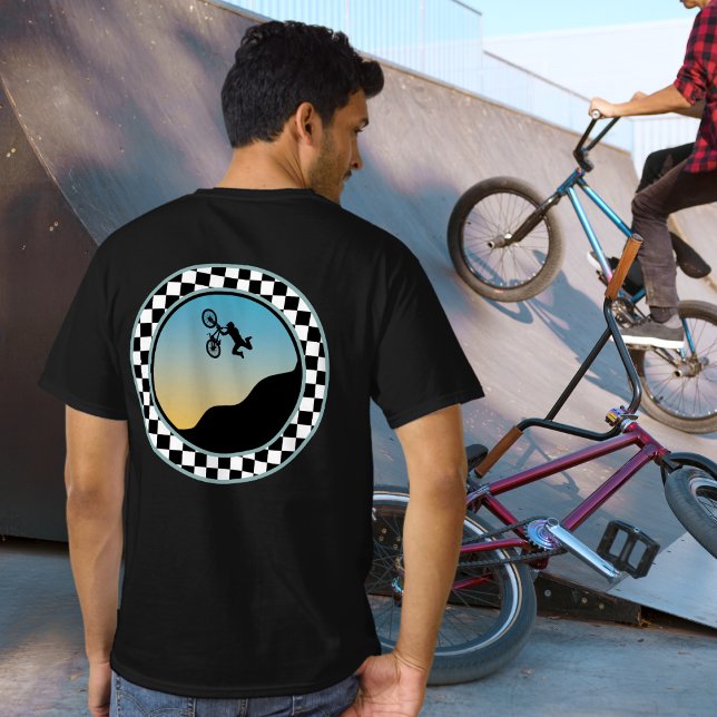 BMX Bicycle Moto Cross Checkered Round Design T-Shirt (Creator Uploaded)