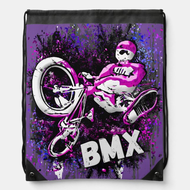 Bmx Bicycle - Urban Grunge Bike Streetart Drawstring Bag (Front)