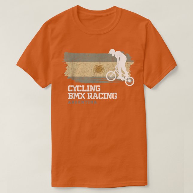 BMX Bike Argentina Flag Biking Cycling Racing BMX  T-Shirt (Design Front)