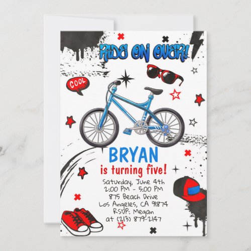 BMX Bike Blue Invitation