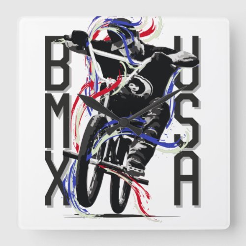 Bmx Bike _ Bmx Usa _ United States of America USA Square Wall Clock