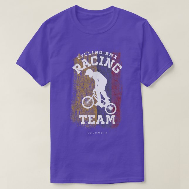 BMX Bike Colombia Flag Biking Cycling Racing BMX30 T-Shirt (Design Front)