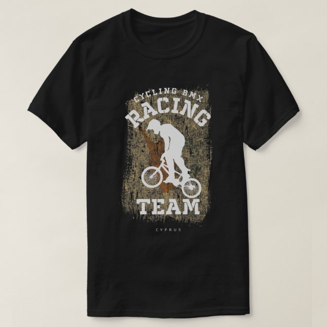 BMX Bike Cyprus Flag Biking Cycling Racing BMX 270 T-Shirt (Design Front)