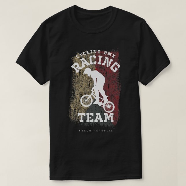 BMX Bike Czech Republic Flag Biking Cycling Racing T-Shirt (Design Front)