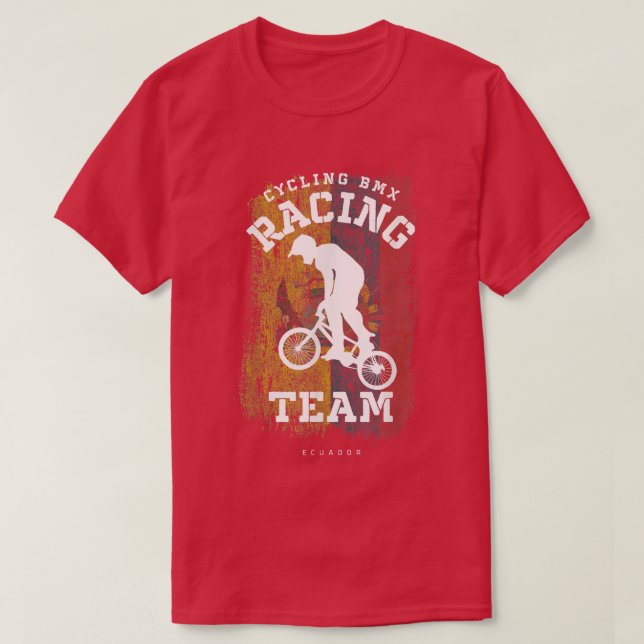 BMX Bike Ecuador Flag Biking Cycling Racing BMX 33 T-Shirt (Design Front)
