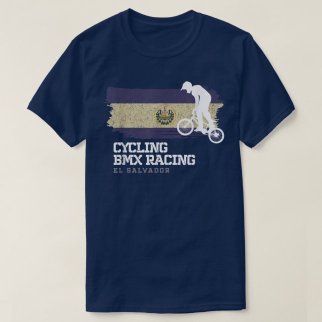 BMX Bike El Salvador Flag Biking Cycling Racing BM T-Shirt (Design Front)