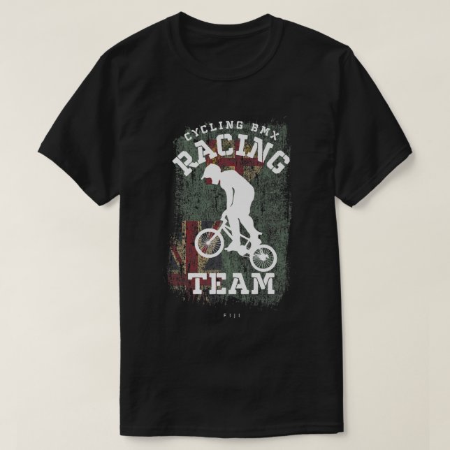 BMX Bike Fiji Flag Biking Cycling Racing BMX  303 T-Shirt (Design Front)