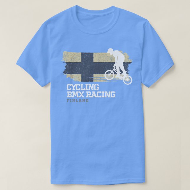 BMX Bike Finland Flag Biking Cycling Racing BMX 30 T-Shirt (Design Front)