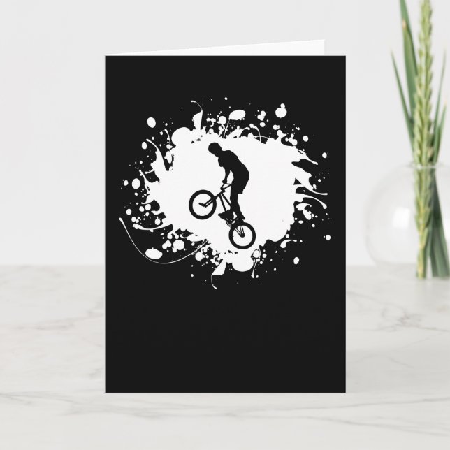 BMX Bike Freestyle Sport Gift Splatter Effect Card (Front)