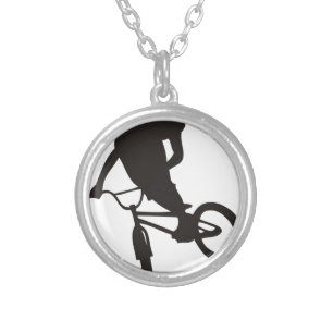 bmx- bike freestyle Sports Biking Friend Family Silver Plated Necklace