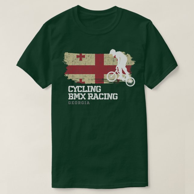 BMX Bike Georgia Flag Biking Cycling Racing BMX  3 T-Shirt (Design Front)
