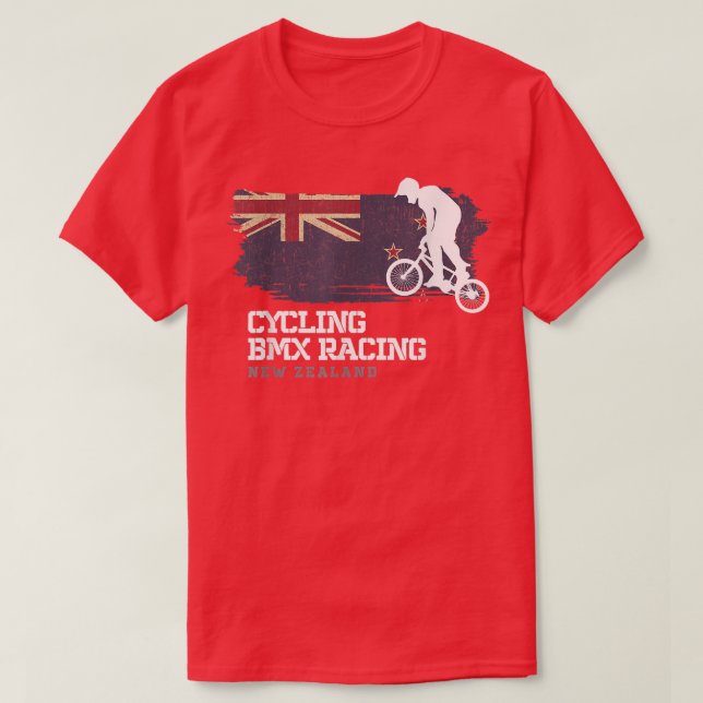 BMX Bike New Zealand Flag Biking Cycling Racing BM T-Shirt (Design Front)