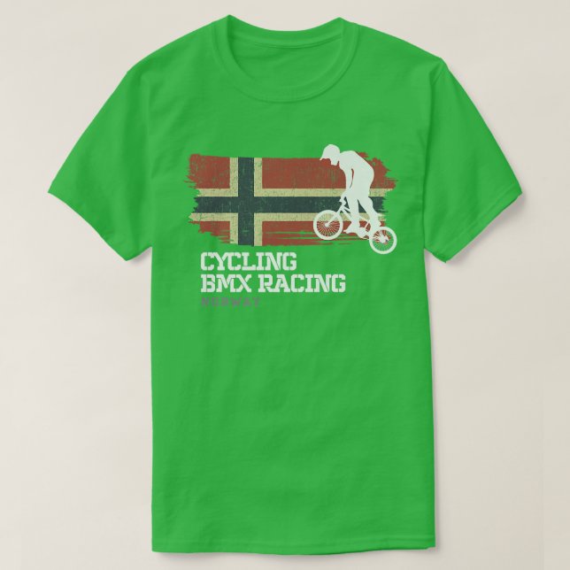BMX Bike Norway Flag Biking Cycling Racing BMX   T-Shirt (Design Front)