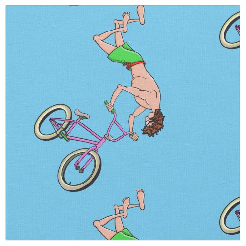 BMX Bike Rider Cartoon Fabric