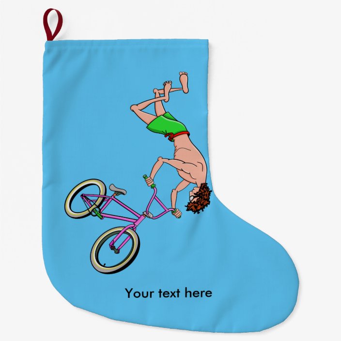 Bmx Bike Rider Cartoon Large Christmas Stocking Zazzle Com