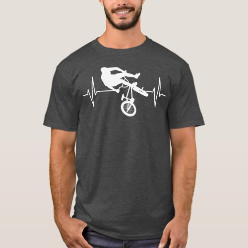 BMX Bike Rider Heartbeat Line Motocross BMX T_Shirt